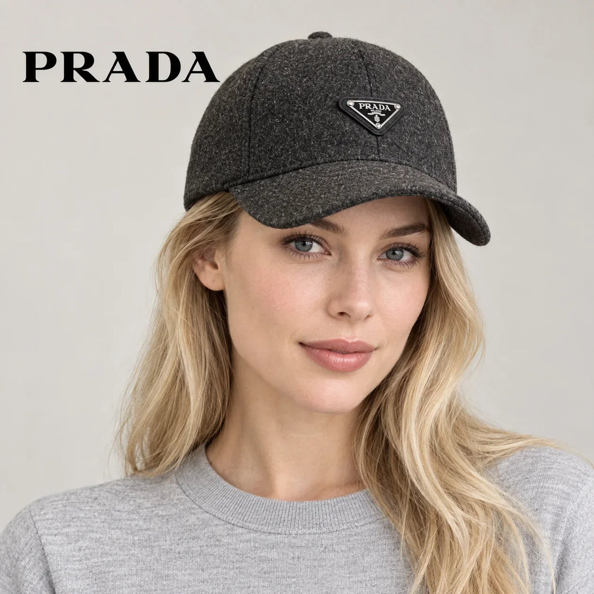 Prada baseball cap worn by an adult female model