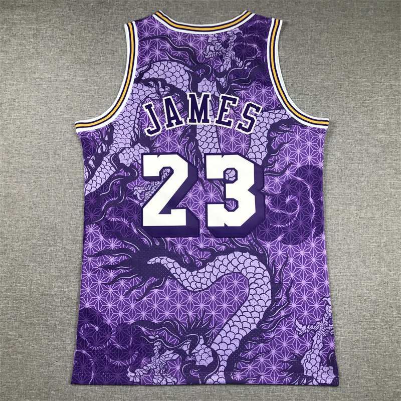 LeBron James #23 Los Angeles Lakers Purple 2024 Year of the Dragon Mitchell & Ness Hardwood Classics Swingman Jersey