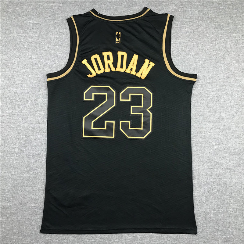Michael Jordan #23 Chicago Bulls Nike Black Golden Edition Gold Outline Logo Swingman Jersey