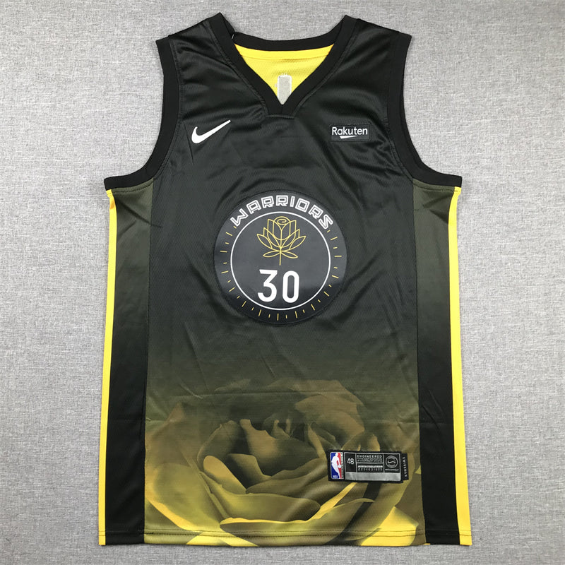 Stephen Curry #30 Golden State Warriors Black Gold Gradient Rose Print 2022-23 "Black Rose" City Edition Swingman Jersey
