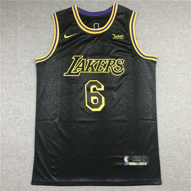 LeBron James #6 Los Angeles Lakers Black 2021-22 City Edition "Mamba" Snake Scale Swingman Jersey