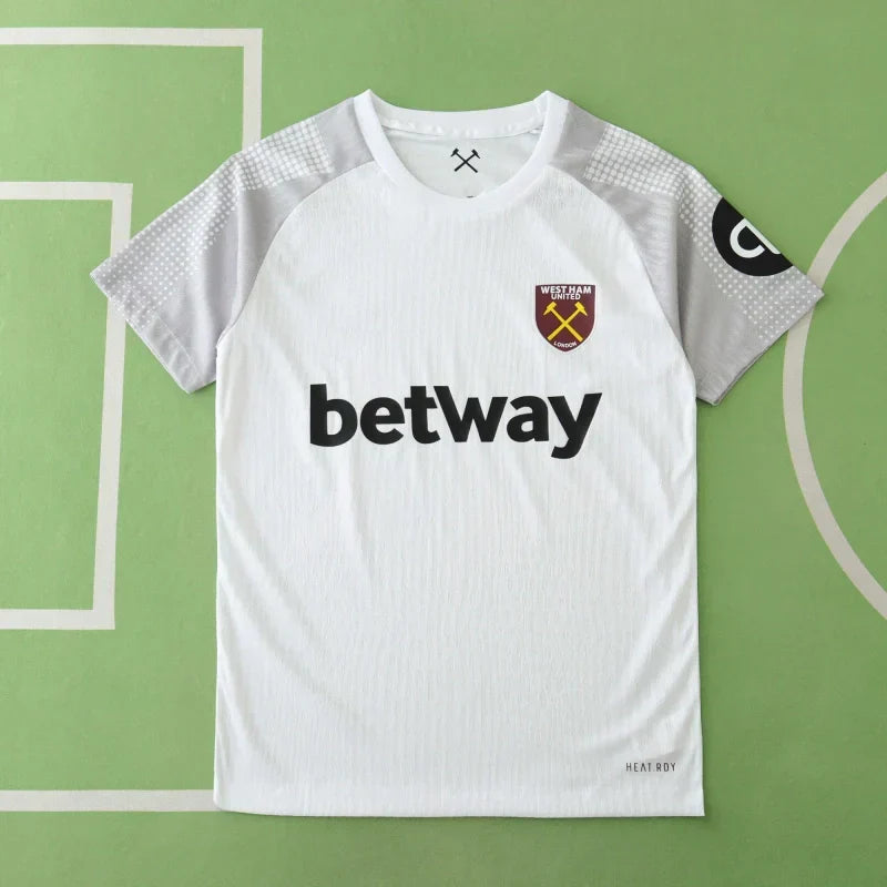 West Ham United Third Fan Version 2024/25 – White Tonal Stripe Premier League Jersey | Gold Crossed Hammers Crest
