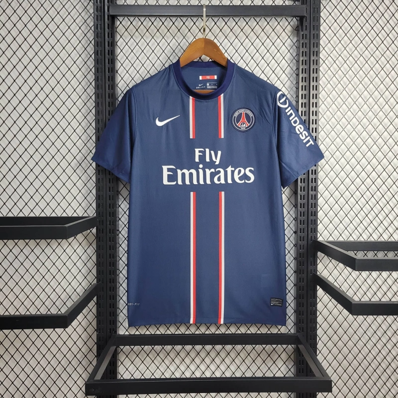 Paris Saint-Germain 2012-13 Home Jersey – Navy Blue Nike Fly Emirates Indesit Retro Ligue 1 Football Shirt | Ibrahimovic Verratti Lavezzi Classic PSG Kit