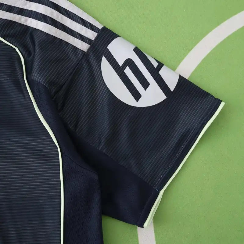 Real Madrid CF Away Fan Version 2025/26 – Dark Navy Adidas Horizontal Texture Jersey with Neon Trim | Emirates La Liga Football Shirt
