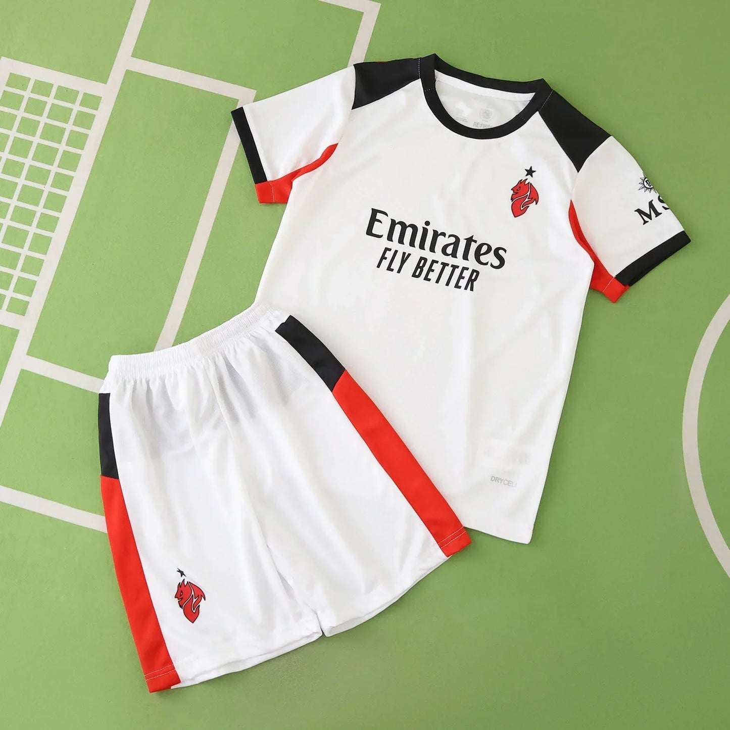 A.C. Milan Away Kids Soccer Jersey Kit 2025/26 – Customizable Name & Number