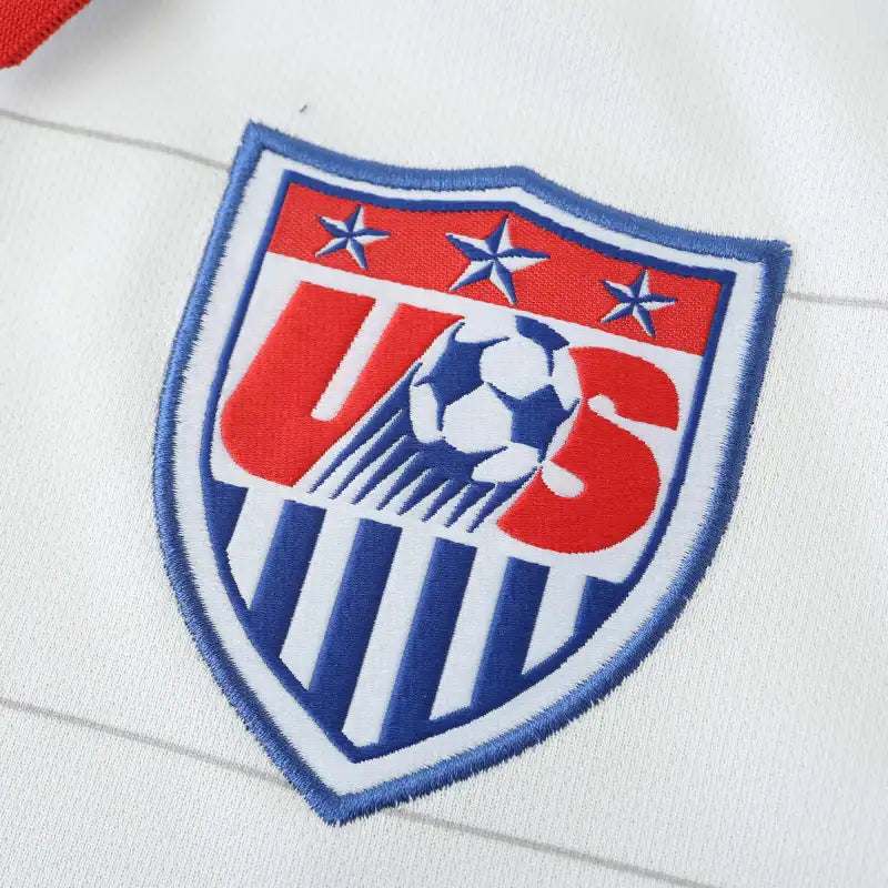 USA National Team Home Retro Fan Version 2014 World Cup – White Polo Collar Tonal Stripe USMNT Jersey