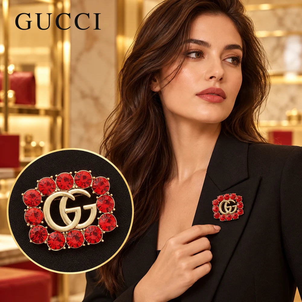 Gucci Crystal Red Brooch - image 1