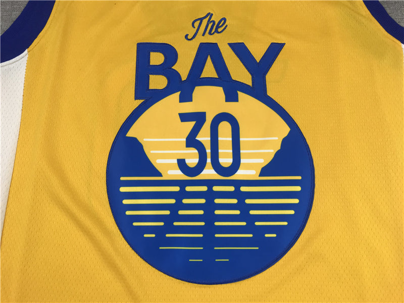 Stephen Curry #30 Golden State Warriors Jordan Brand Gold "The Bay" Sunset Badge Statement Edition Swingman Jersey