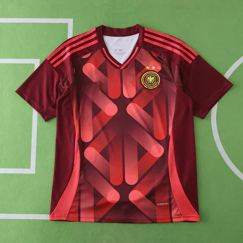 Germany National Team Away Fan Version Jersey 2025/26 – Dark Maroon Geometric Print Football Shirt