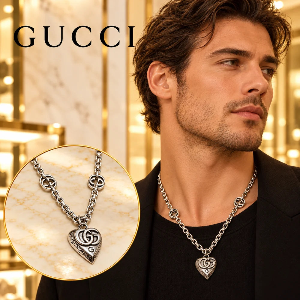 Gucci Anger Forest Chain Distressed Vintage Silver-Tone Necklace – Style 38 - image 1