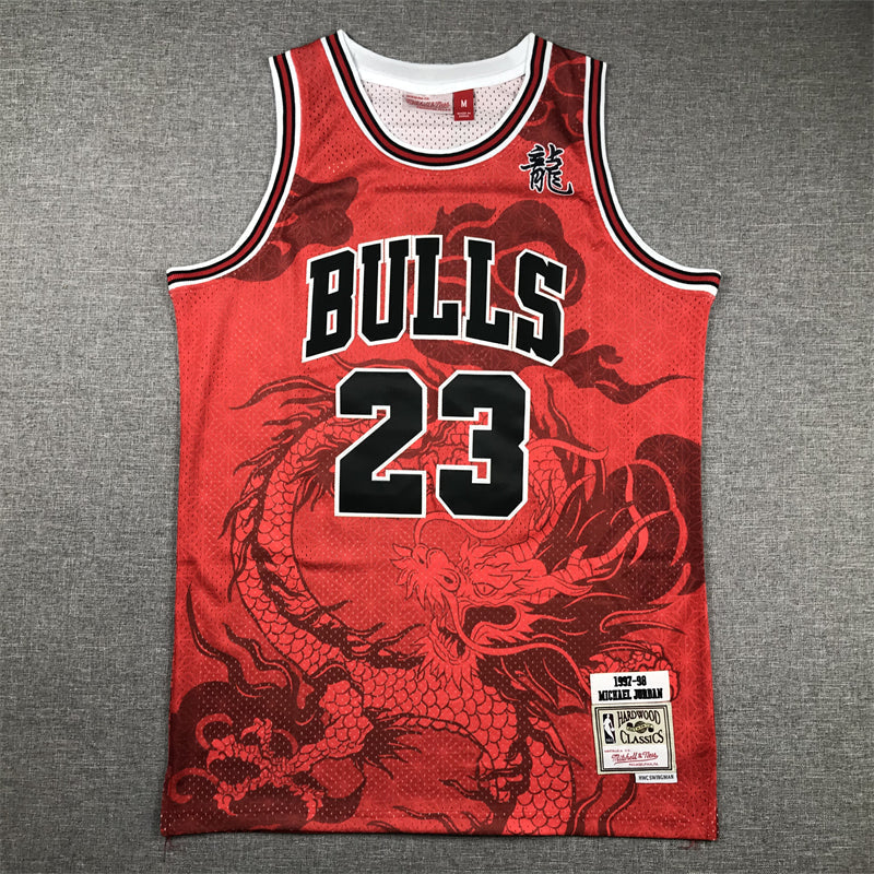 Michael Jordan #23 Chicago Bulls Mitchell & Ness Red Year of the Dragon Chinese New Year Hardwood Classics Swingman Jersey