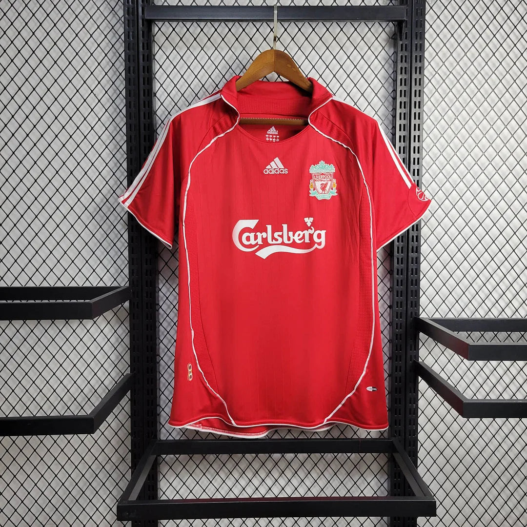 Liverpool 2006-07 Home Retro Jersey – Adidas Red Carlsberg Gerrard Alonso Kuyt Champions League Rafa Benitez Fan Version Football Shirt