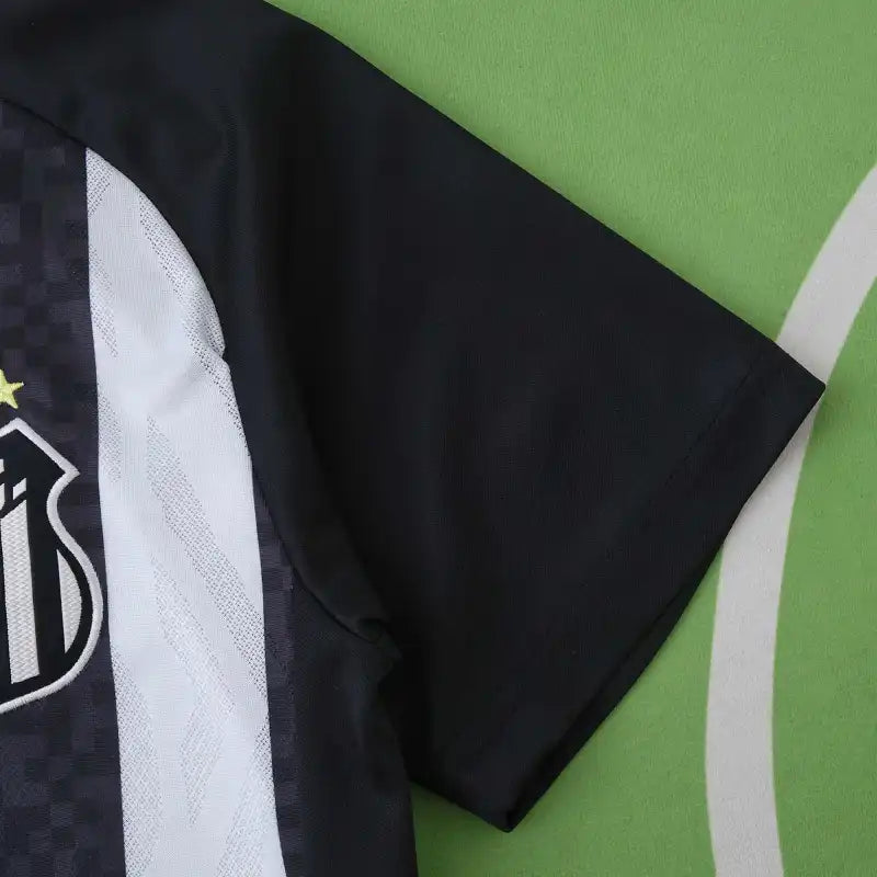 Santos FC Away Fan Version 2025/26 – Umbro Black & White Stripe Football Jersey | Neymar Jr #10