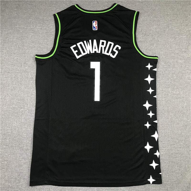 Anthony Edwards #1 Minnesota Timberwolves Black 2024-25 City Edition Swingman Jersey – Nike MINN Stars