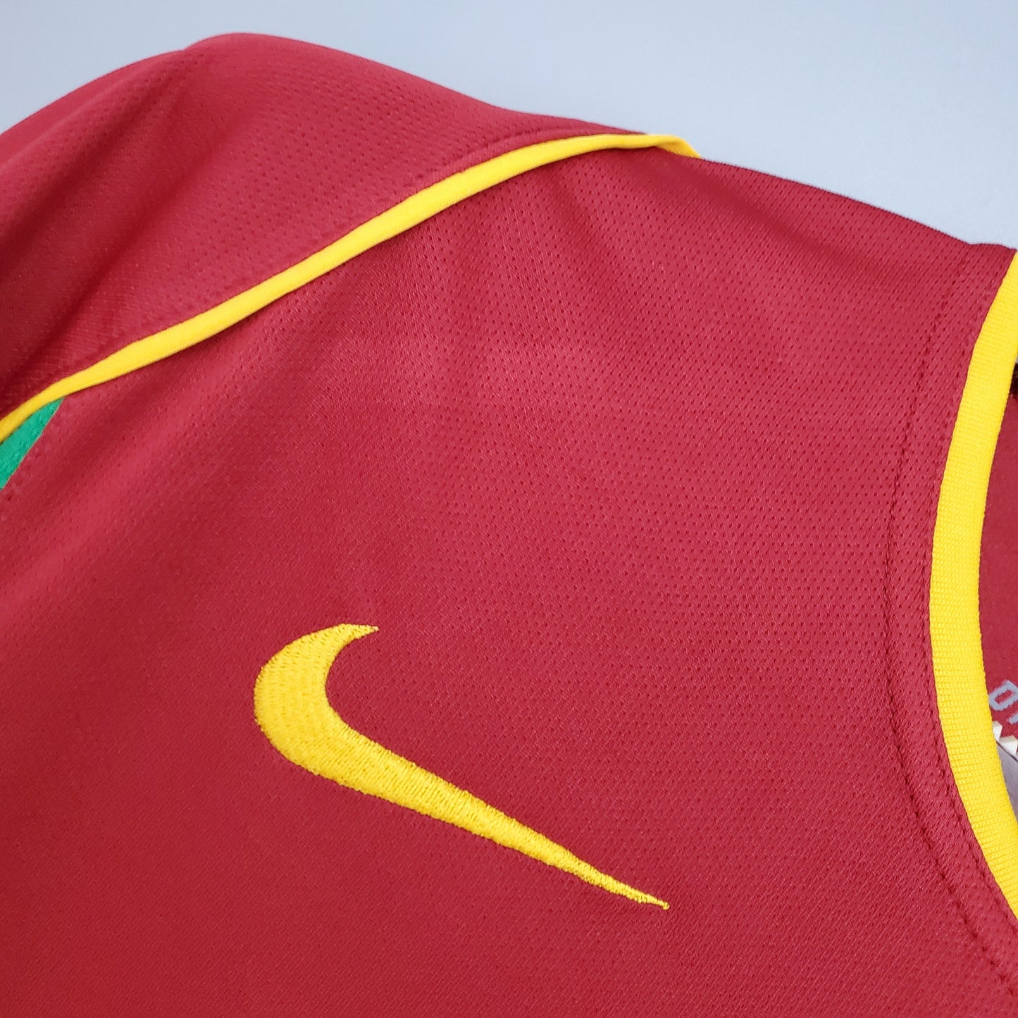 Portugal 2002 Home Jersey – Red Nike Dri-FIT Green Side Panel Retro 2002 FIFA World Cup Football Shirt | Figo Rui Costa Pauleta Classic A Selecao das Quinas Kit