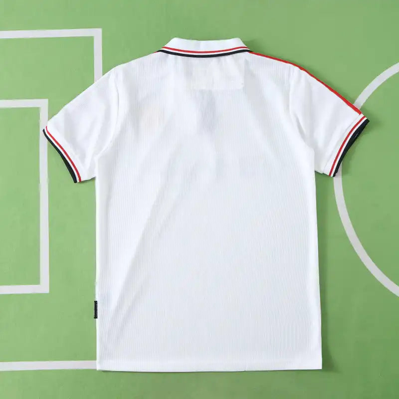 Manchester United Third Retro Fan Version Jersey 1998/99 – White Umbro SHARP Treble Season Football Shirt