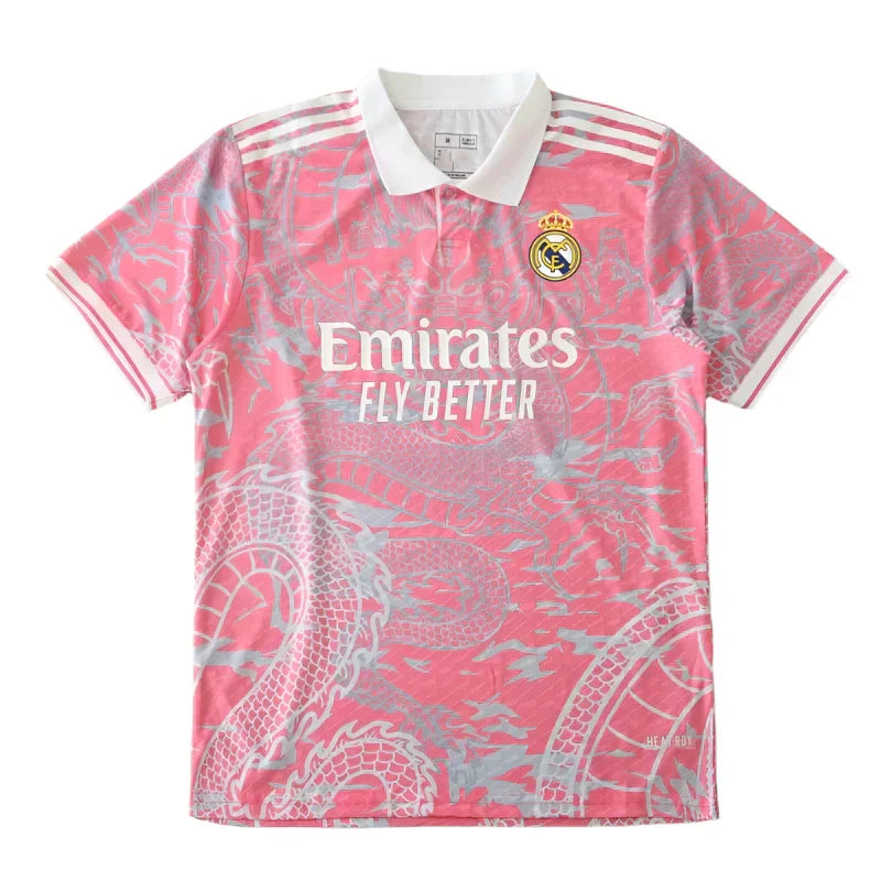 Real Madrid 2024/25 Pink Dragon Concept Jersey – Rose Pink Silver Adidas Fan Version