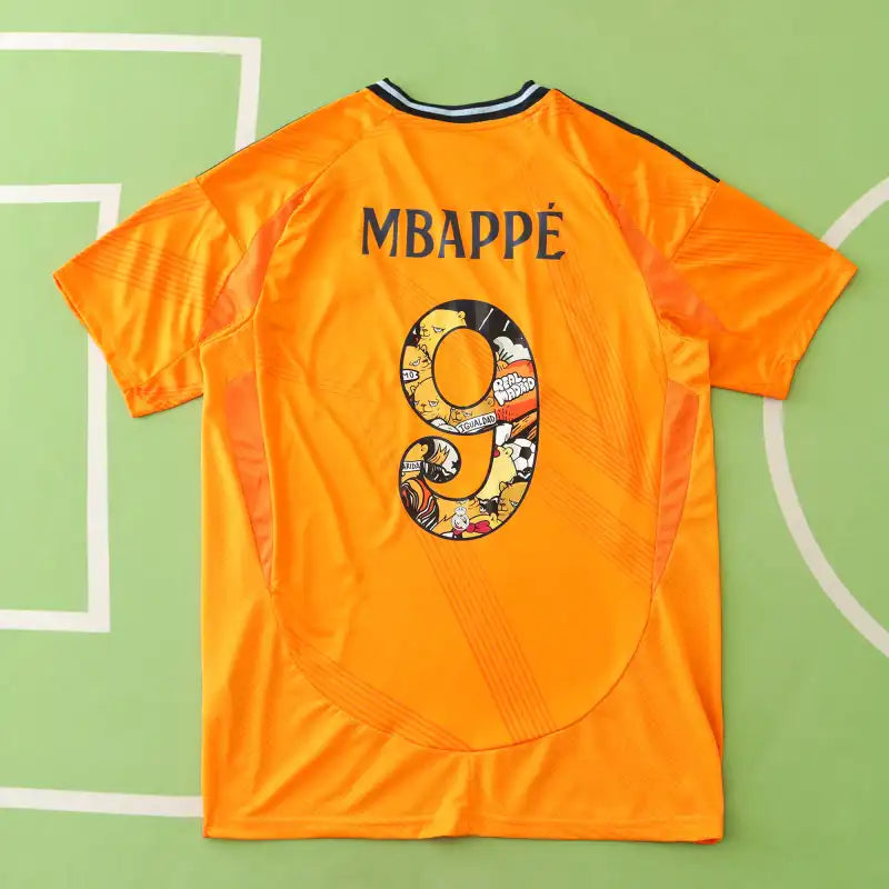 Real Madrid 2024/25 Away Jersey – Orange Adidas Mbappé Vini Jr Bellingham Fan Version