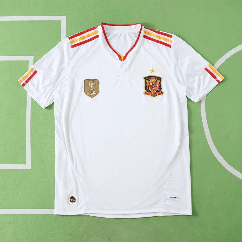 Spain National Team 2010 World Cup Away Retro Fan Jersey – White | Adidas | FIFA World Champions Badge