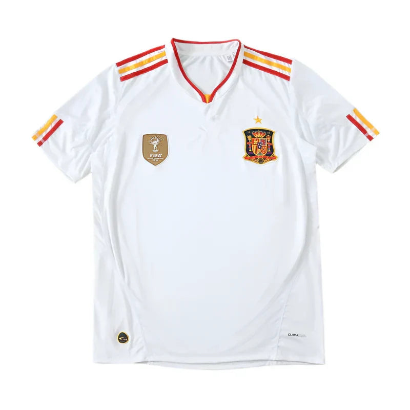 Spain National Team 2010 World Cup Away Retro Fan Jersey – White | Adidas | FIFA World Champions Badge
