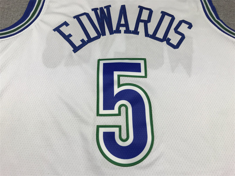 Anthony Edwards #5 Minnesota Timberwolves White Classic Edition Swingman Jersey – Nike Hardwood Classics Retro WOLVES