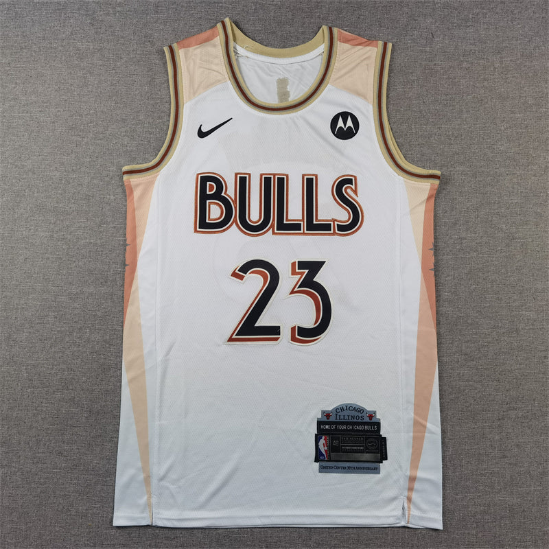 Michael Jordan #23 Chicago Bulls Nike White Rose Gold 2024-25 City Edition "United Center 30th Anniversary" Swingman Jersey