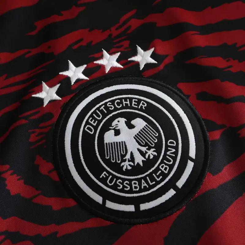 Germany National Team UEFA Training Fan Version Jersey 2024/25 – Black & Red Wave Print Pre-Match Shirt