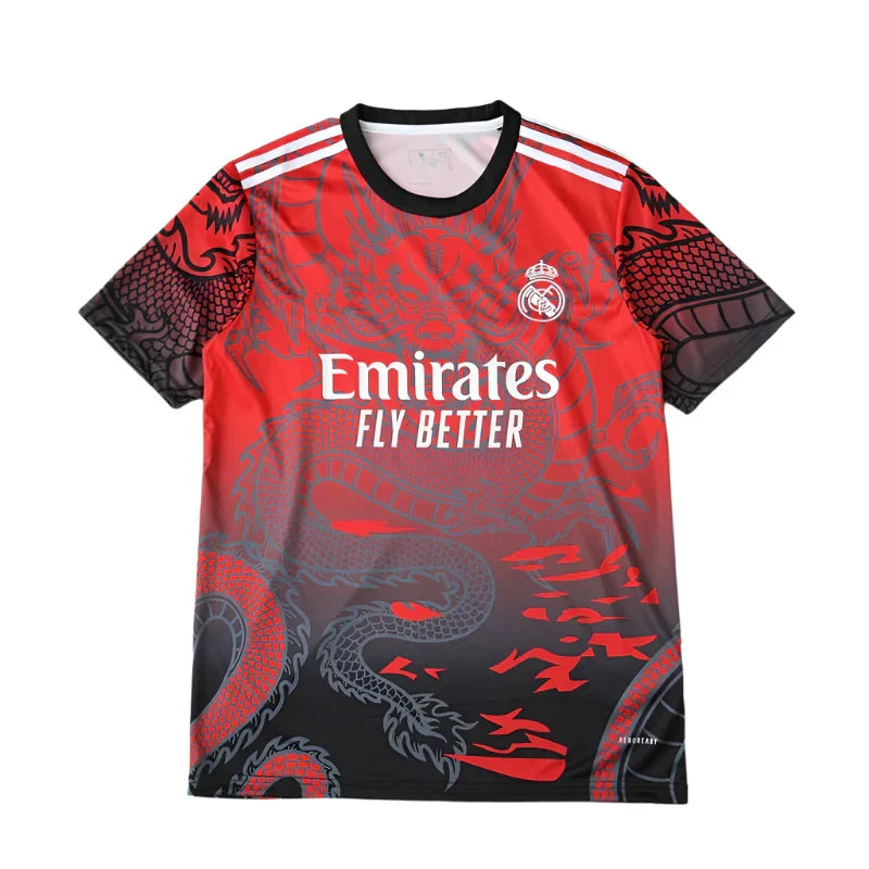 Real Madrid 2024/25 Red Black Dragon Gradient Concept Jersey – Fire Dragon Adidas Fan Version