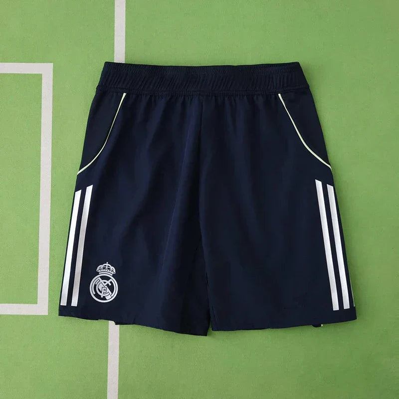 Real Madrid CF Away Fan Version Shorts 2025/26 – Dark Navy Adidas Three-Stripe Football Shorts | La Liga Real Madrid Away Kit Shorts