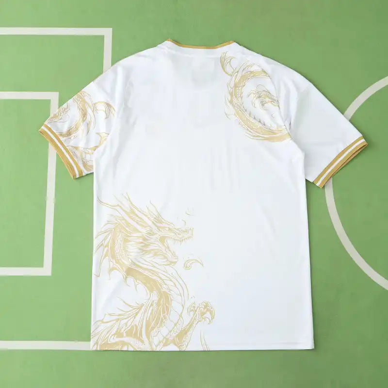 Real Madrid 2024/25 White Gold Dragon Concept Jersey – Luxury Dragon Adidas Fan Version