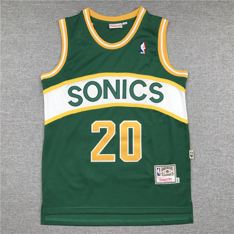 Gary Payton #20 Seattle SuperSonics Green Hardwood Classics Swingman Jersey – Mitchell & Ness White Band Edition