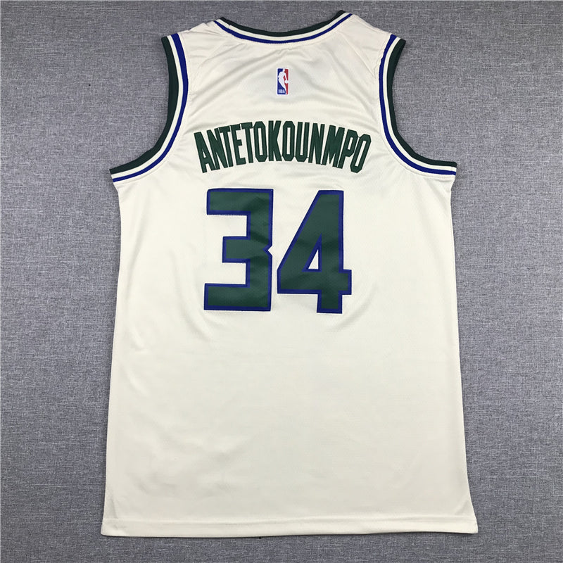 Men's Milwaukee Bucks Giannis Antetokounmpo #34 White Replica Player Jerseys