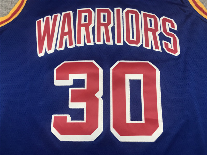 Stephen Curry #30 Golden State Warriors Nike Royal Blue 2021-22 Classic Edition 1970s Retro Red Warriors Swingman Jersey