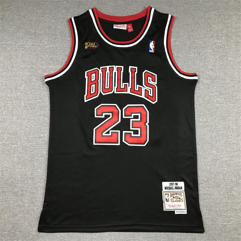 Michael Jordan #23 Chicago Bulls Mitchell & Ness Black 1997-98 NBA Finals Patch Hardwood Classics Swingman Jersey
