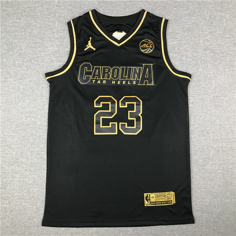 Michael Jordan #23 North Carolina Tar Heels Jordan Brand Black Gold Edition Swingman Jersey