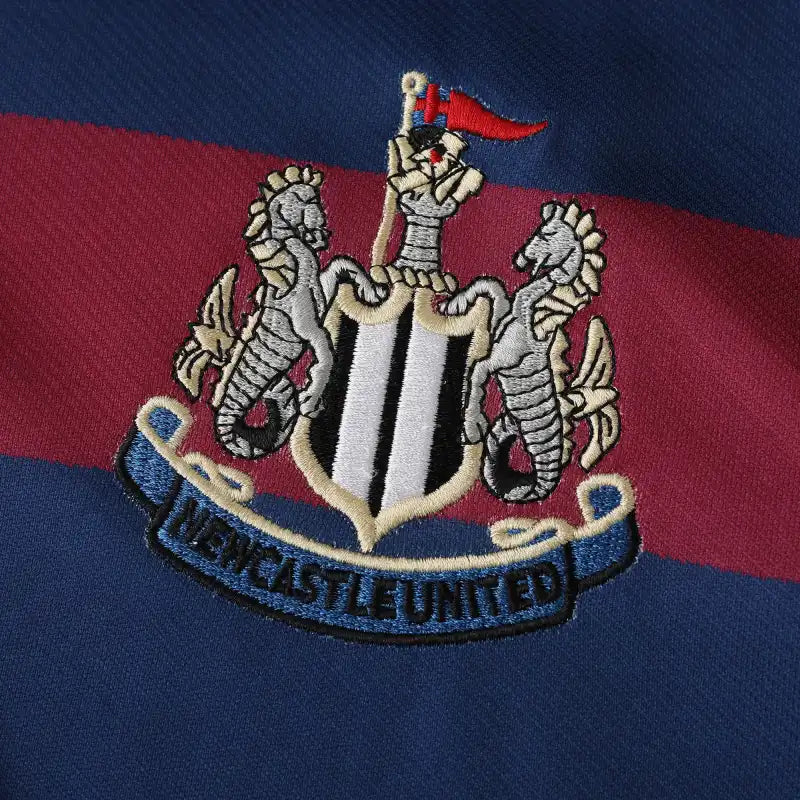 Newcastle United 1995-97 Away Retro Jersey – Blue & Red Stripe Brown Ale Fan Version