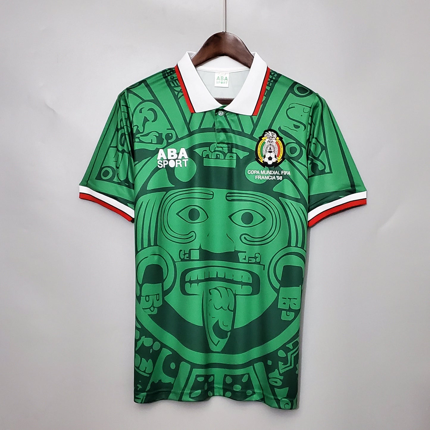 Mexico 1998 World Cup Home Retro Soccer Jersey – ABA Sport FMF Aztec Mask Márquez Hernández Kit