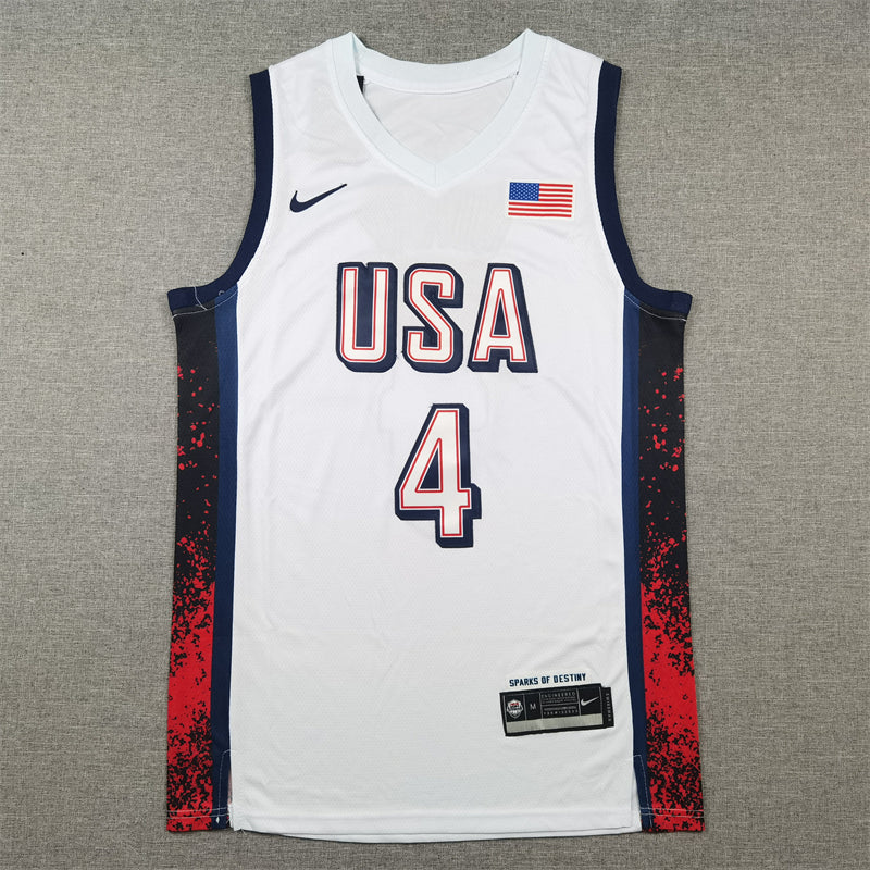 Stephen Curry #4 2024 Paris Olympics USA Basketball Dream Team White "Sparks of Destiny" Home Authentic Player Jersey