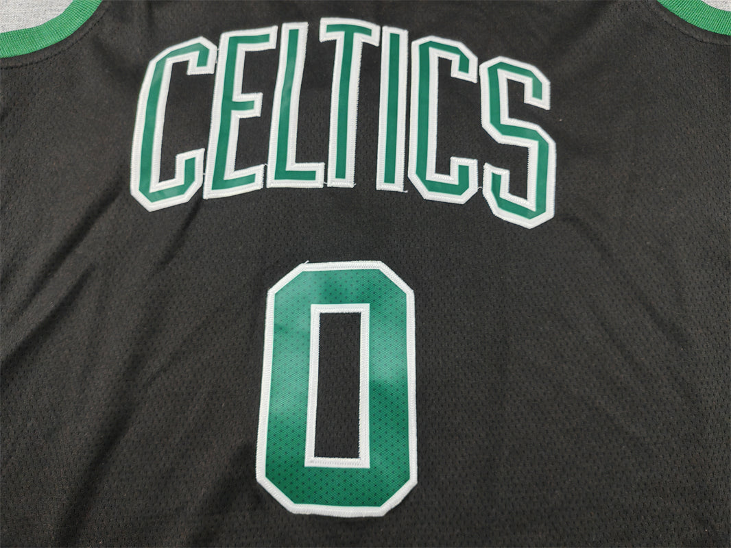 Men's Boston Celtics Jayson Tatum #0 Black Swingman Jerseys - Statement Edition