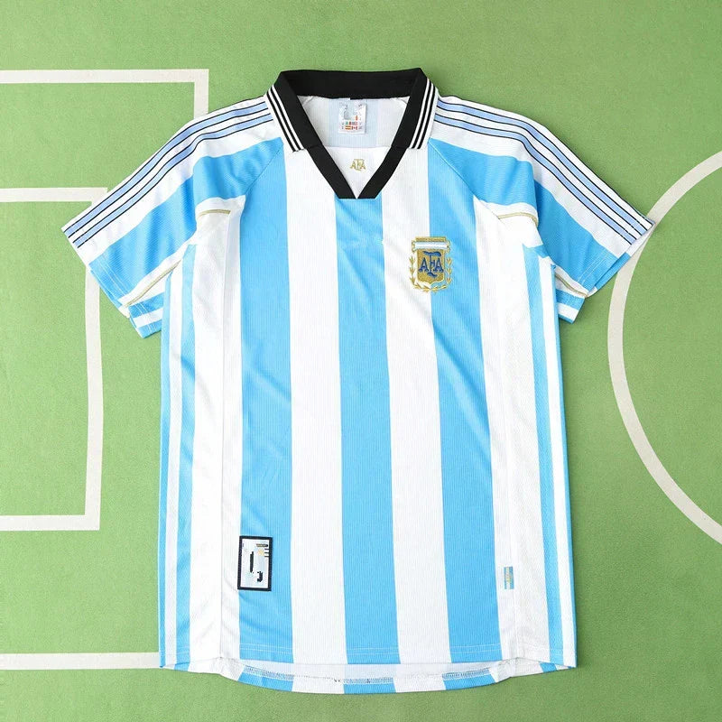 Argentina Home Retro Soccer Jersey 1998 Fan Version — World Cup Edition