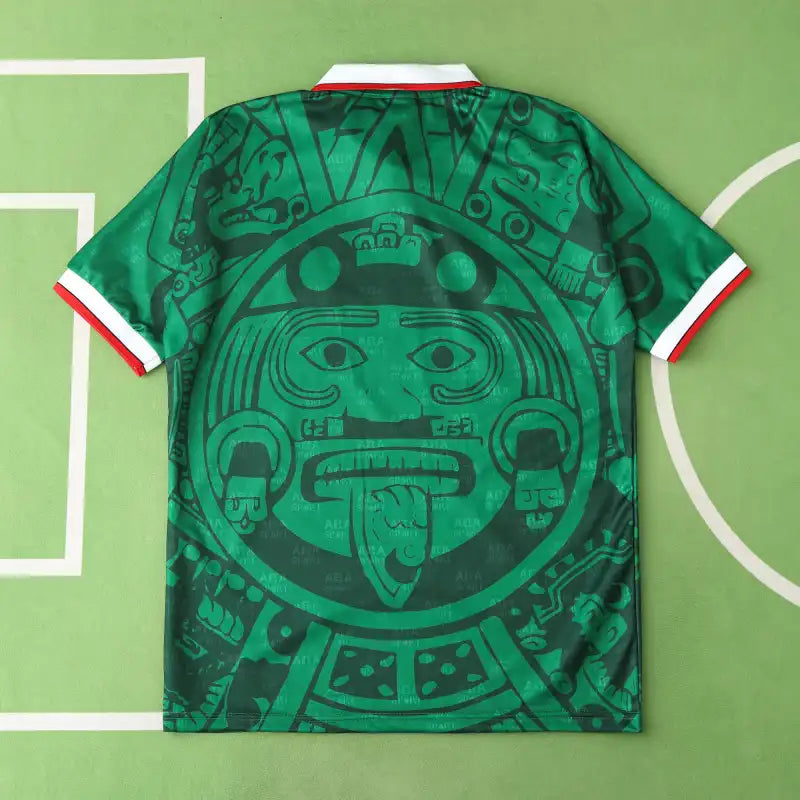 Mexico Home Retro Fan Version Jersey 1998 – Green ABA Sport Aztec Sun Stone France World Cup Football Shirt