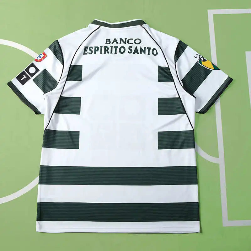 Sporting CP 2001/03 Home Retro Fan Jersey – Green & White Hoops | Banco Espirito Santo | C. Ronaldo Era