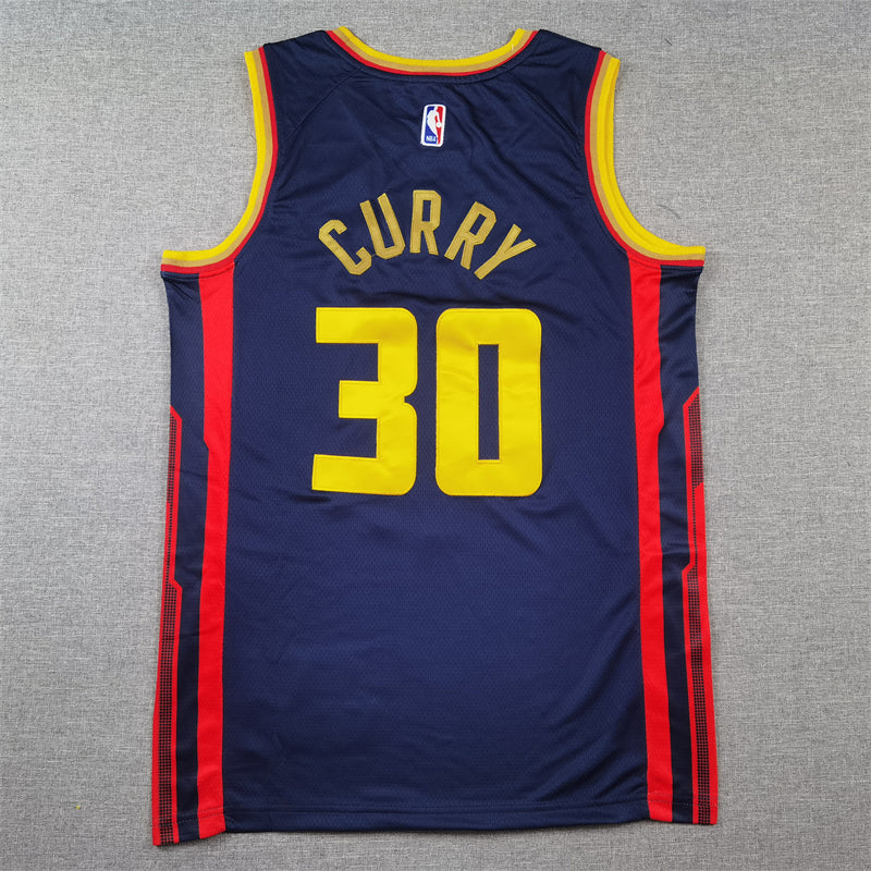 Stephen Curry #30 Golden State Warriors Nike 2024-25 Navy City Edition "Earthquake" Circular Arc Swingman Jersey