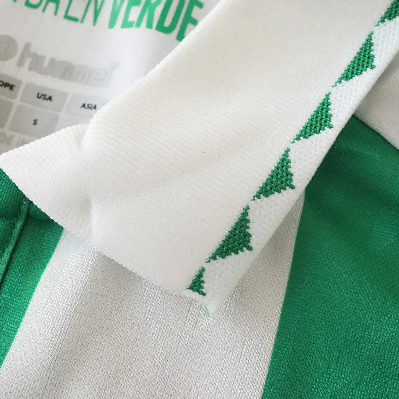 Real Betis Balompié Home Fan Version 2024/25 X Edition – Green & White Vertical Stripe La Liga Football Jersey | Gold Crest