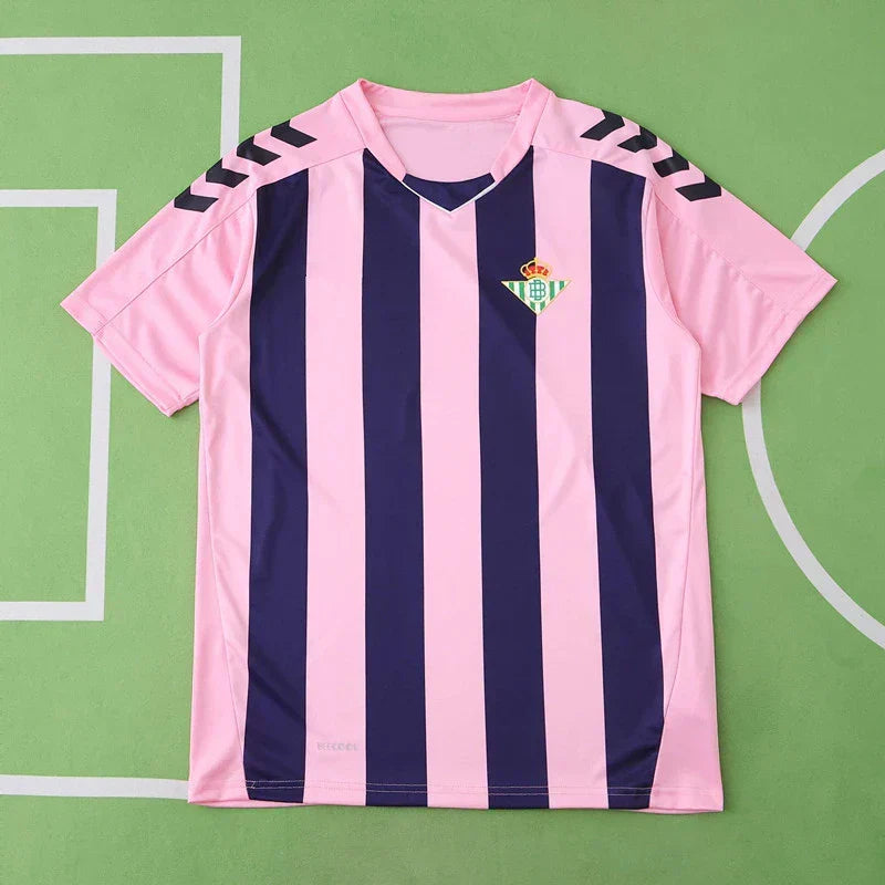 Real Betis Balompié Concept Fan Version 2025/26 – Navy & Pink Vertical Stripe La Liga Football Jersey | Betis Crest