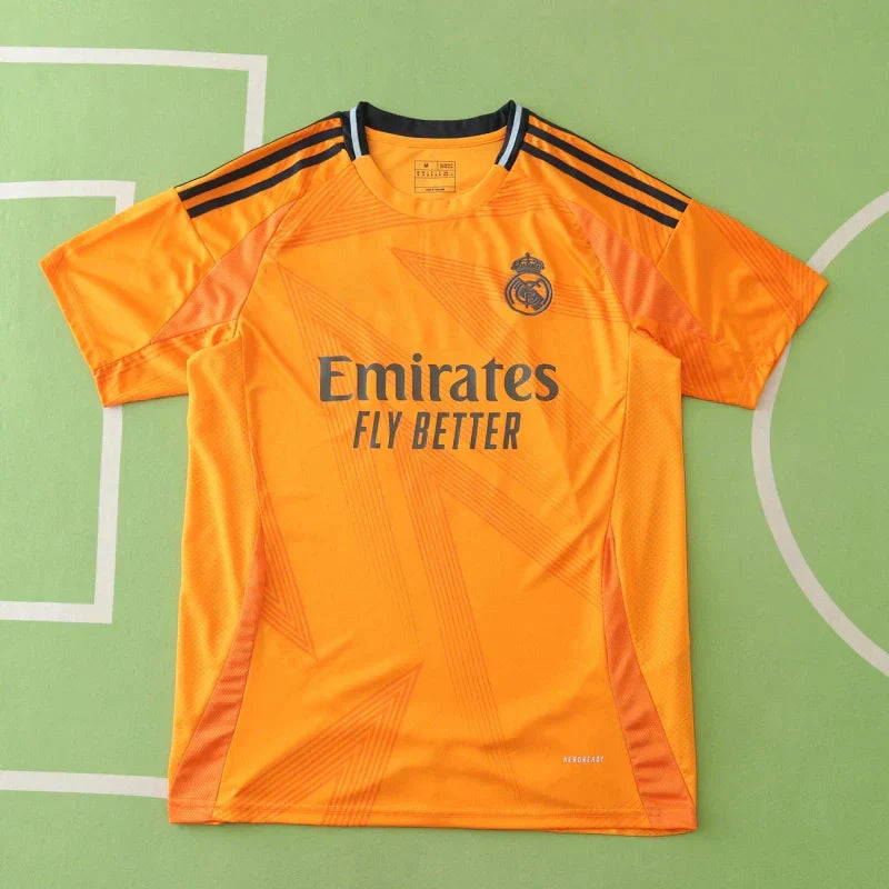 Real Madrid 2024/25 Away Jersey – Orange Adidas Mbappé Vini Jr Bellingham Fan Version