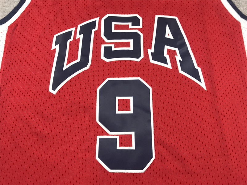 Michael Jordan #9 Team USA Mitchell & Ness 1984 Los Angeles Olympics Red Home Hardwood Classics Authentic Jersey