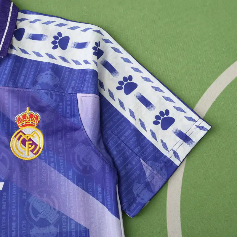 Real Madrid 1996/97 Away Retro Jersey – Purple Blue Kelme Teka Fan Version