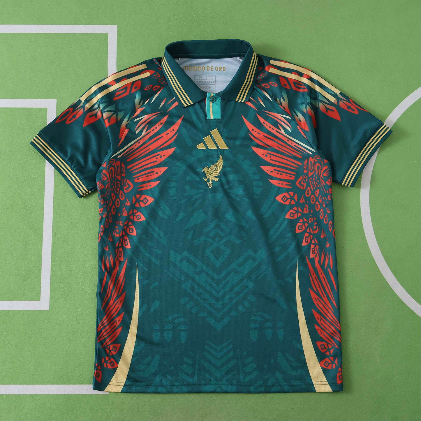 Mexico México de Oro Concept Fan Version Jersey 2025/26 – Dark Green Red Gold Eagle Wing Adidas Polo Shirt