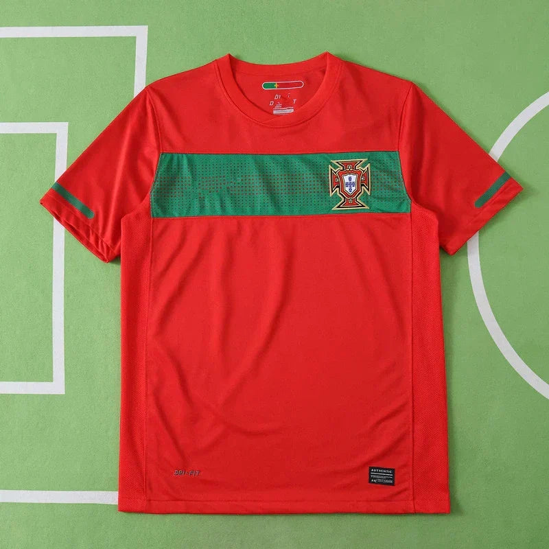 Portugal National Team Home Retro Fan Version 2010 – Scarlet Red & Green World Cup Football Jersey | FPF Crest